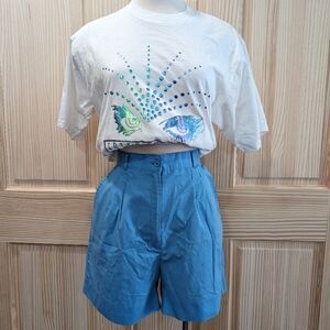 Vintage 80s 90s blue cotton blend shorts